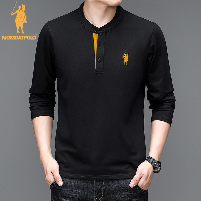 폴 카운터 아메리칸 라운드 넥 풀오버 남성용 긴팔 후드 티셔츠 가을 겨울 퓨어 코튼 자수 루즈 대형 바닥 셔츠