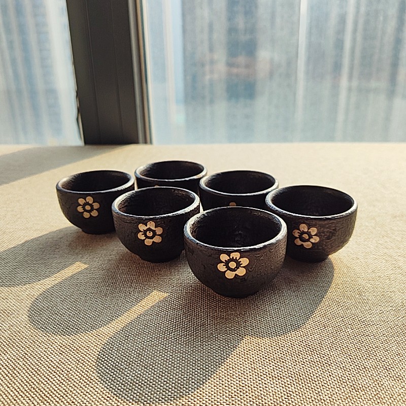 复古特色陶瓷烈酒杯个性创意定制桃花酒盏酒杯茶杯茶盏功夫茶茶杯