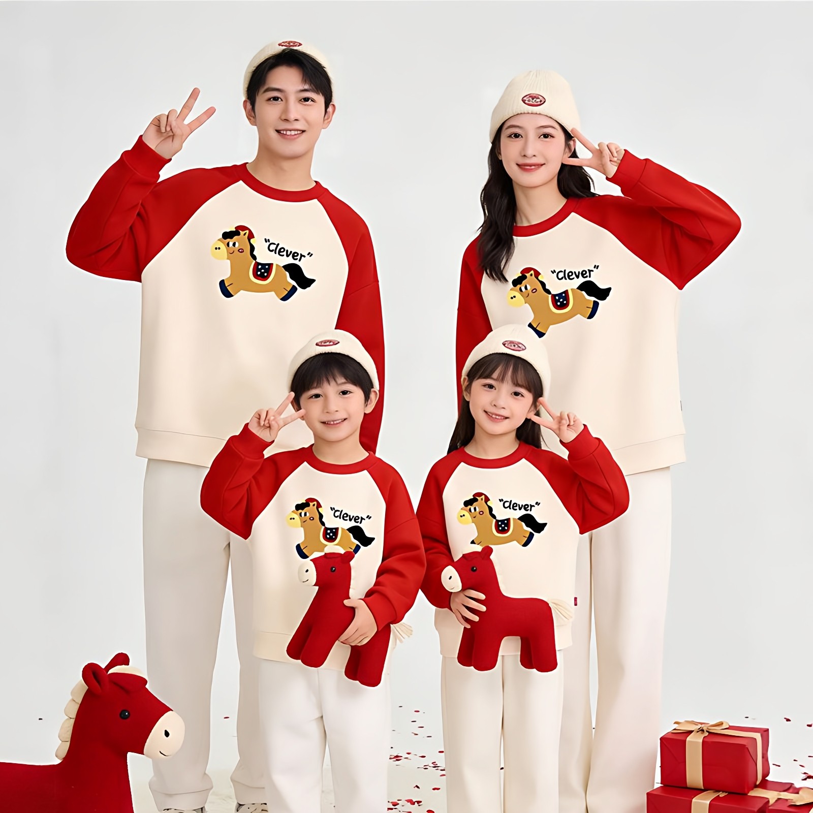 2026马年可爱马本命年秋冬全家福亲子装卫衣新年拍照聚会家庭服装,童装/婴儿装/亲子装,亲子装/亲子时装,淘宝优惠券,粉丝福利购,淘宝优惠卷