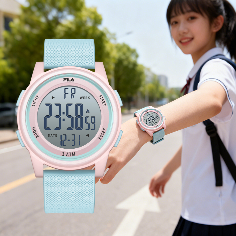 FILA斐乐手表女款初高中大学生夜光计时运动电子腕表生日送礼6658
