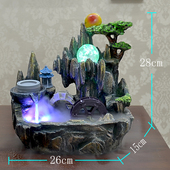 东南亚欧洲假山流水喷泉家居装 饰工艺品鱼缸饭店开业创意生日摆件