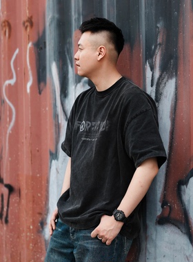 YONDER REALM 25SS 水洗做旧印花反战复古宽松短袖tee 蜡染