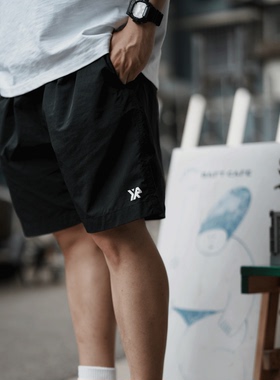 【往季清仓】YR24SS 日系宽松休闲尼龙防水抗皱沙滩印花抽绳短裤
