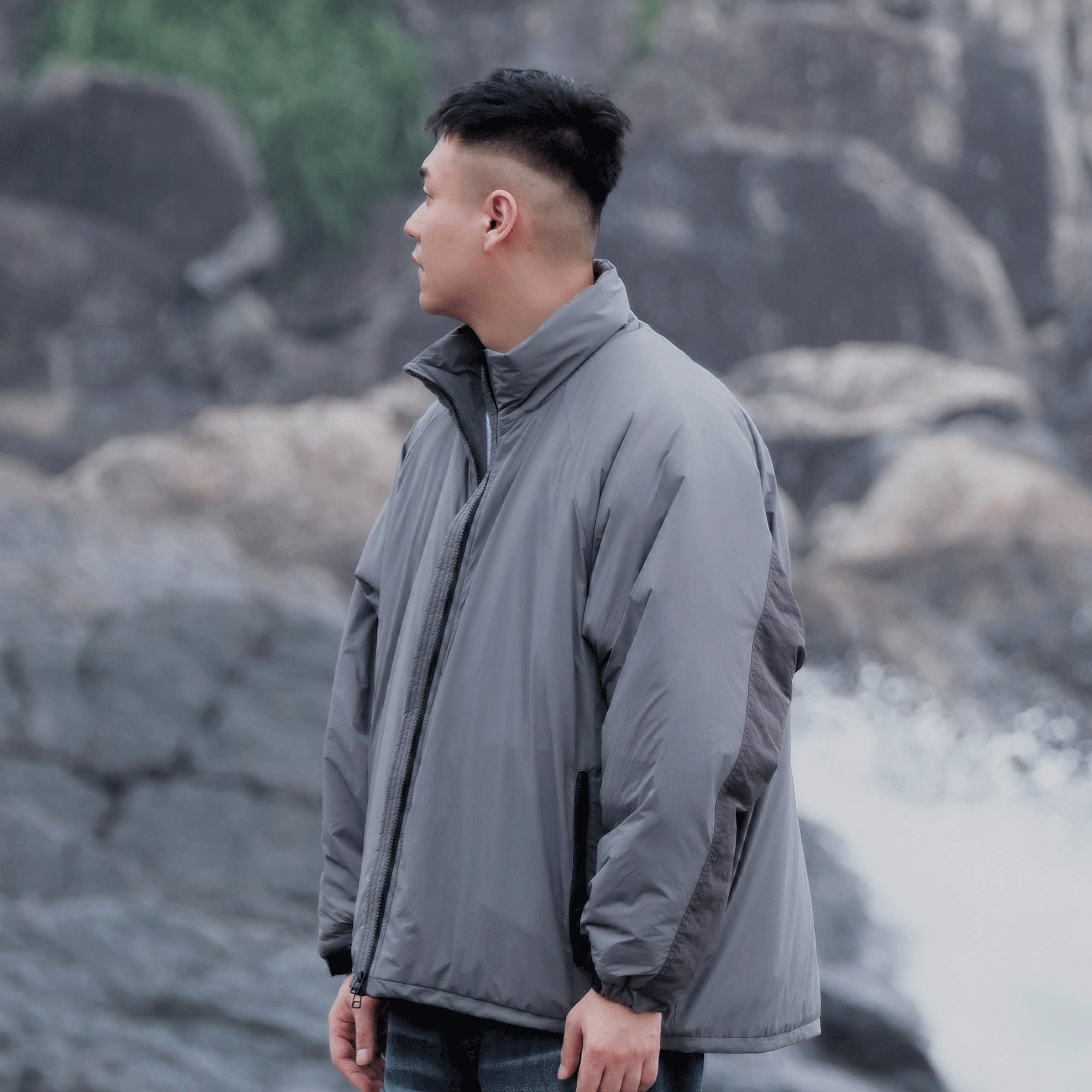 YR3M新雪丽立领棉服军事风短宽