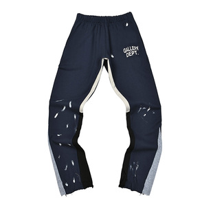 跨境原单 Gallery Dept 字母logo手绘泼墨拼接抽绳男休闲卫裤