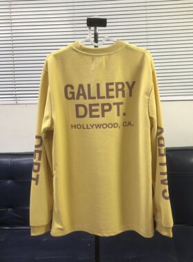 GALLERYDEPT华夫格面料字母印花潮牌T恤男女潮牌宽松美式长袖T恤