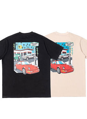 GALLERYDEPT小众复古水洗印花欧美潮牌高街纯棉男短袖宽松T恤ins