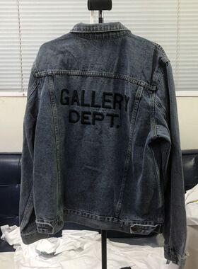 独家正确版本GalleryDEPT.新款水洗牛仔夹克刺绣Logo休闲长袖外套