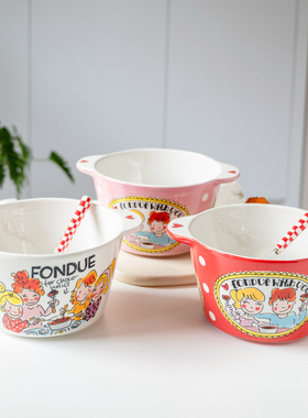 【梦田良品】BLOND荷兰太太亚洲系列出口手绘双耳大汤碗大号面碗