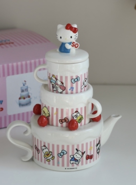 日本原盒hello kitty凯蒂猫50周年限定珍藏茶壶茶杯礼盒闺蜜礼物
