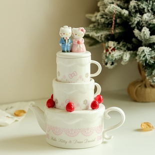 日本原盒hello kitty凯蒂猫婚礼情侣茶壶茶杯礼盒闺蜜结婚礼物