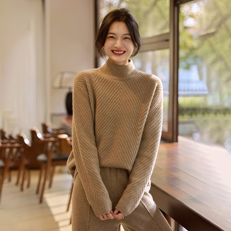 秋冬新款加厚100%纯山羊绒衫女V领针织马甲宽松慵懒风毛衣背心