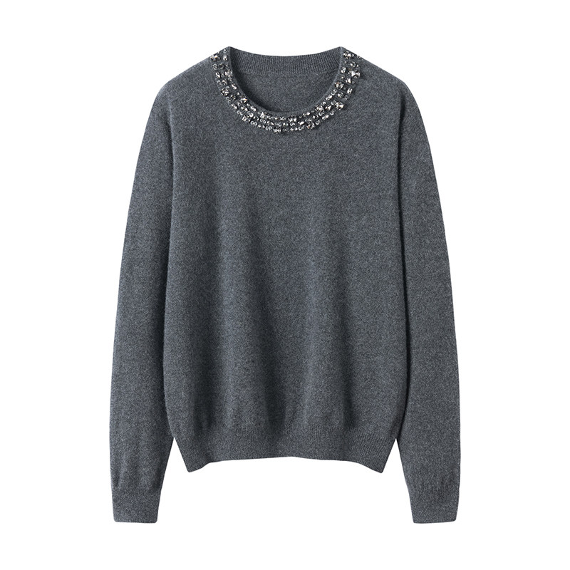 25新款手工镶钻100%纯山羊绒衫圆领套头女打底衫毛衣针织衫上衣,女装/女士精品,羊绒衫,淘宝优惠券,粉丝福利购,淘宝优惠卷