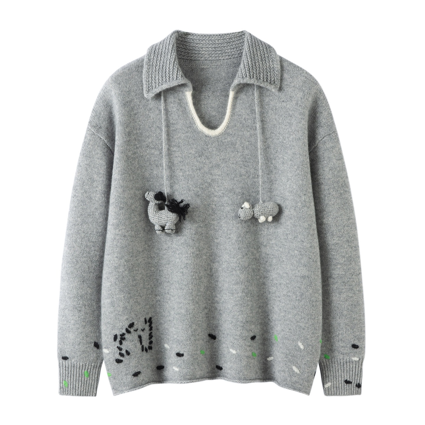 新款100%纯山羊绒衫女半开翻领套头宽松加厚钩织挂件针织毛衣打底,女装/女士精品,羊绒衫,淘宝优惠券,粉丝福利购,淘宝优惠卷