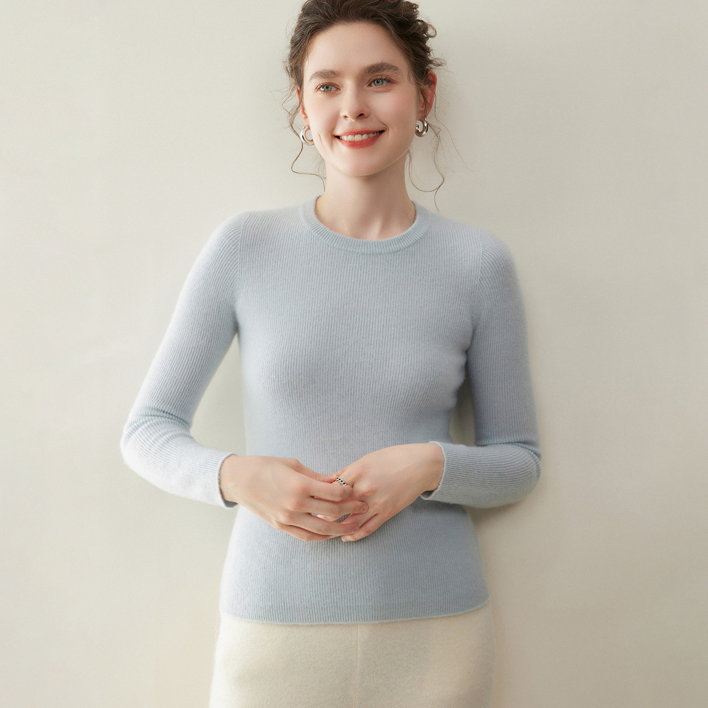 圆领100%纯山羊绒衫女无缝一体紧修身抽条毛衣针织内搭打底衫秋冬,女装/女士精品,羊绒衫,淘宝优惠券,粉丝福利购,淘宝优惠卷