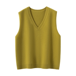 通勤丽人 V领羊绒马甲女宽松纯羊绒坎肩针织背心秋冬 舒服好搭