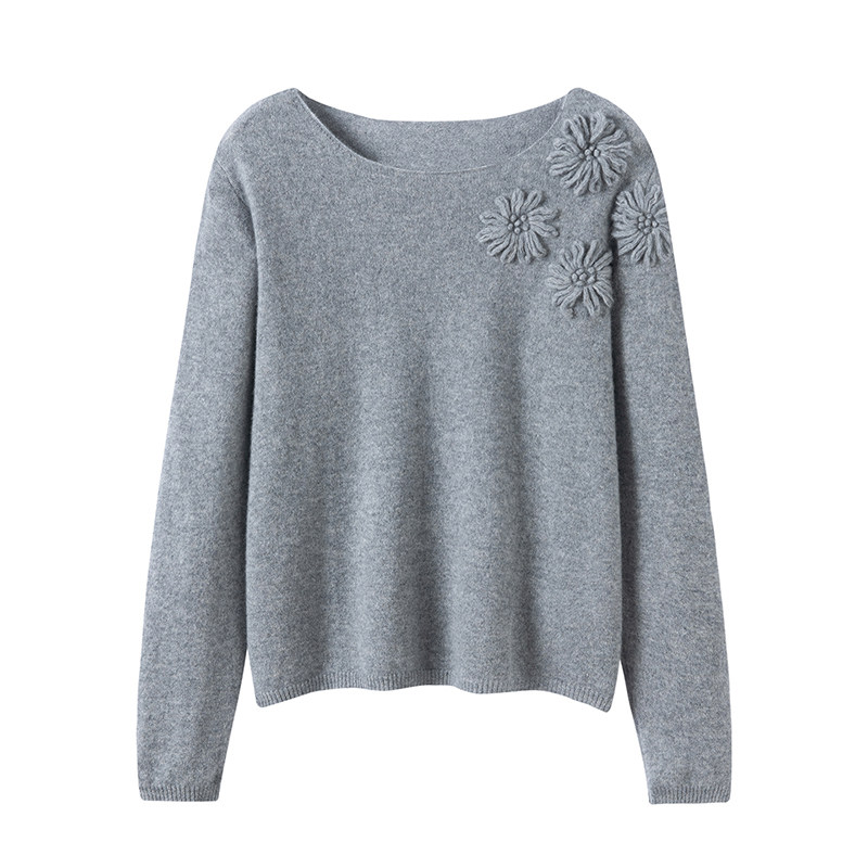 秋冬100%纯山羊绒一字领绣花毛衣女宽松显瘦套头打底针织衫,女装/女士精品,羊绒衫,淘宝优惠券,粉丝福利购,淘宝优惠卷
