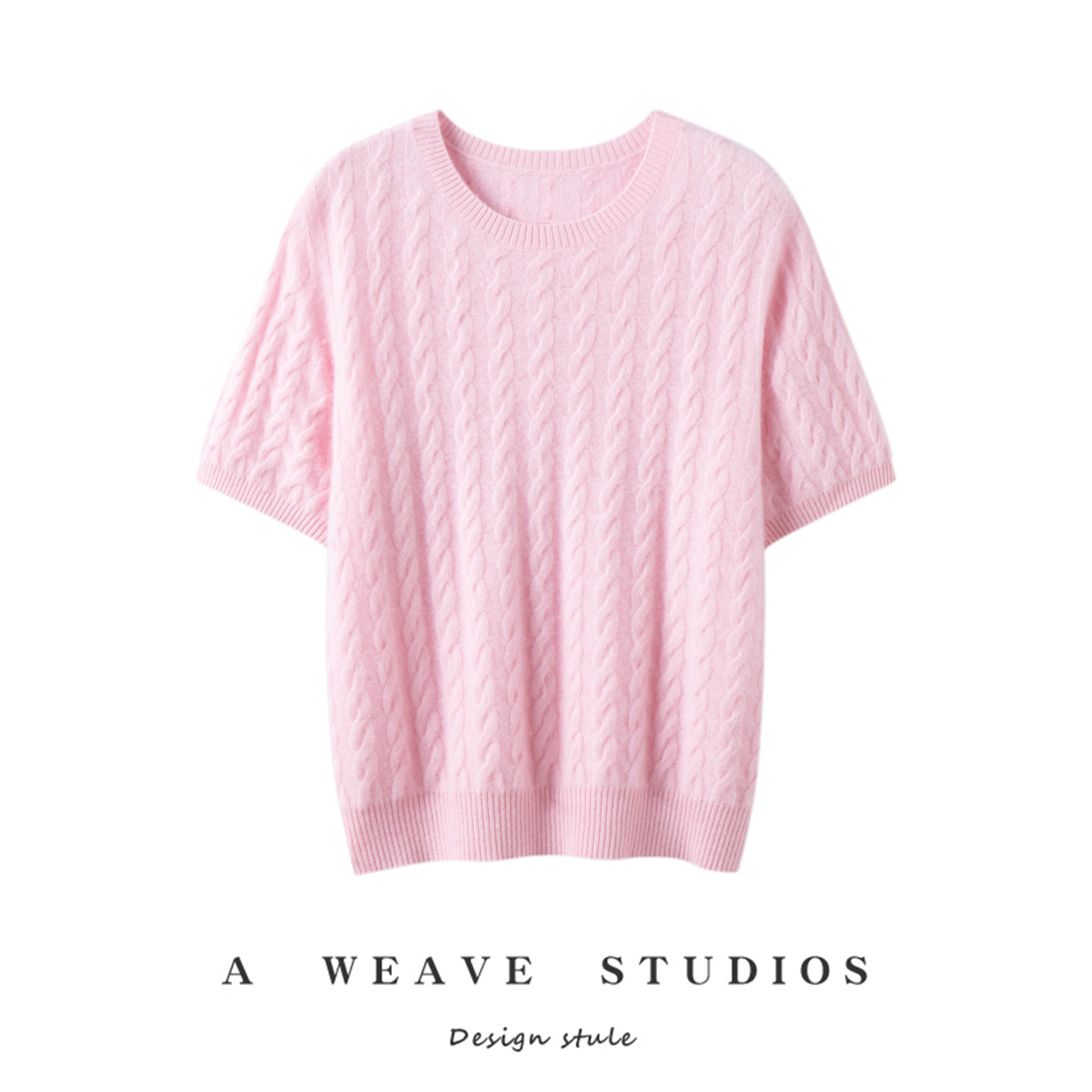 25秋季新款圆领绞花羊绒针织短袖女气质减龄百搭时尚宽松休闲T恤,女装/女士精品,羊绒衫,淘宝优惠券,粉丝福利购,淘宝优惠卷