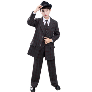 少儿Popping裤子locking锁舞西服套装儿童街舞西装机械舞演出服饰