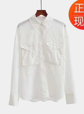 春夏季新款百搭港风白色衬衫女韩范漏锁骨小心机上衣设计感衬衣