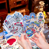 纸先生沉浸剧场造景贴纸3d微缩场景立体酒店建筑小屋解压手工贴画