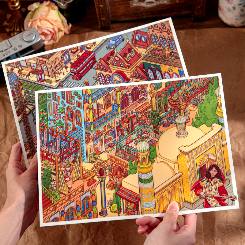 纸先生城市漫游记街景造景贴纸