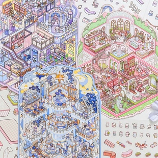 纸迹动物园小班喵呜悠想日造景贴纸卡通场景微缩3d立体小屋贴画