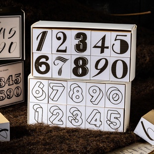 月白数独数字印章套装复古花体数字日付手帐装饰工具可爱儿童印台