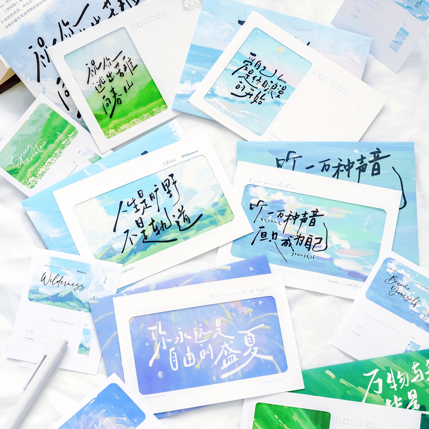 胶片贺卡信封套装祝福文字人生是旷野生日女神节妇女节感谢小卡片