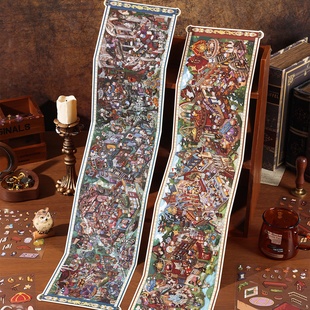 寓见诚品复古造景贴纸高难度卷轴折叠微缩街景场景解压贴画大号