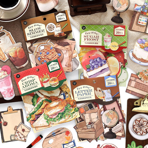 infeelme生活漫游趣味便签纸面包咖啡食物复古手帐素材手账便签