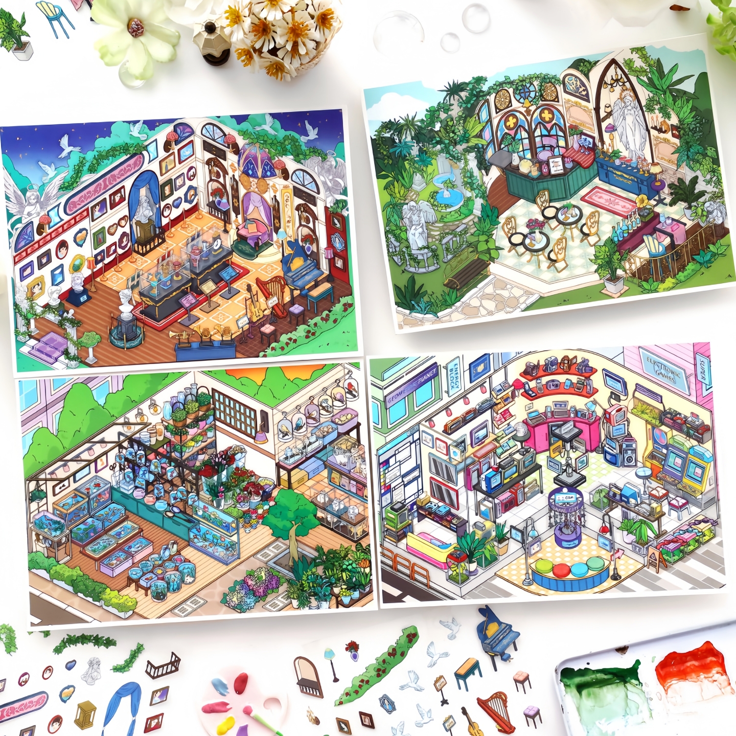 infeelme今日营业中第二十八弹造景贴纸高难度立体小屋微缩场景贴