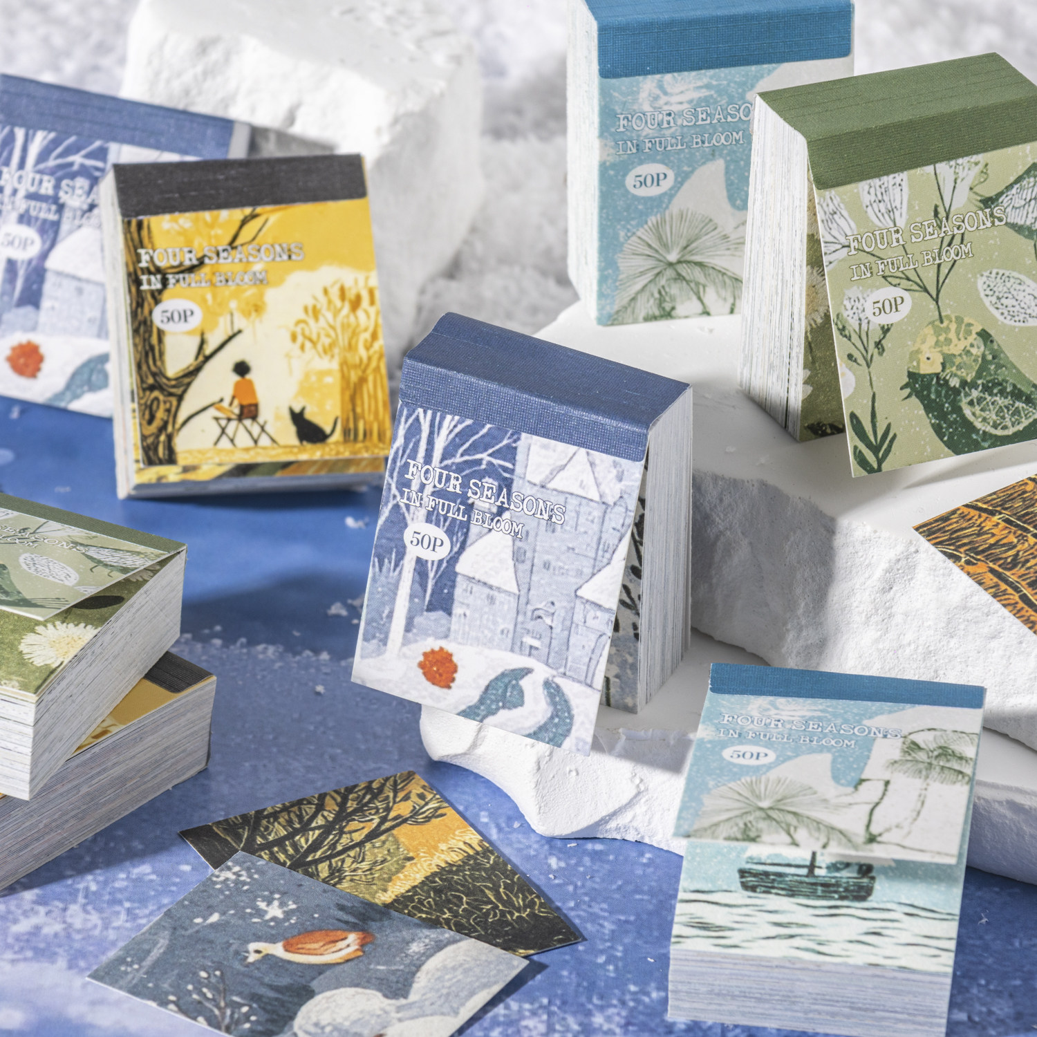 四季烂漫轻复古手绘风贴纸本旅行风景植物手帐素材贴纸手账贴画