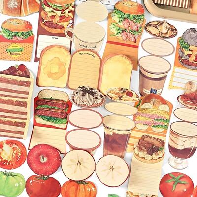 infeelme快乐食光书写纸小机关折叠便签纸日系古早美食手帐素材