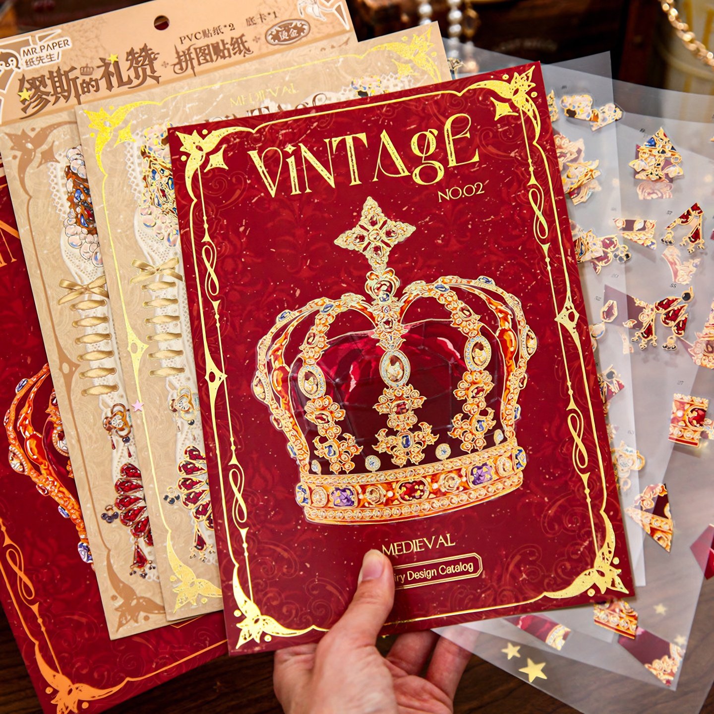 纸先生首饰图鉴拼图烫金造景贴纸复古圣约棘冠文物修复趣味贴画