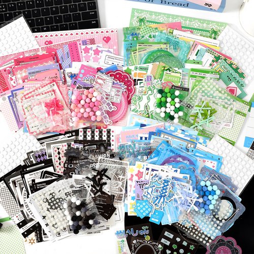 漫画黑白扎包丝带diy痛包材料素材纸背景纸谷美贴纸扎板蓝色绿色