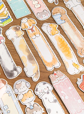 陌墨可爱卡通动物异形书签小猫小狗营业中小学生文具创意书页夹