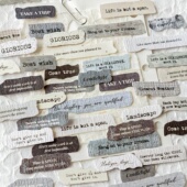 糖诗特种纸英文小纸条贴纸零碎心迹复古手帐装 饰素材异形手账贴画