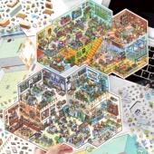 infeelme今日营业中第三十二弹立体小屋场景微缩造景贴纸大号贴画