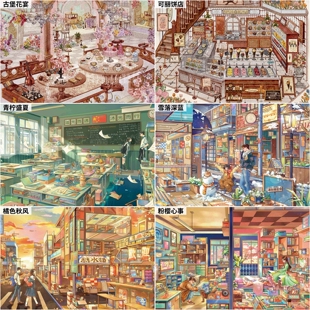 咔咔呜造景贴纸34.0古堡花宴可丽饼店肤感膜微缩场景贴画35.0亮膜