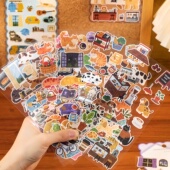 语闲小小日常萌系手帐贴纸可爱卡通动物森林系日记装 饰手账贴画