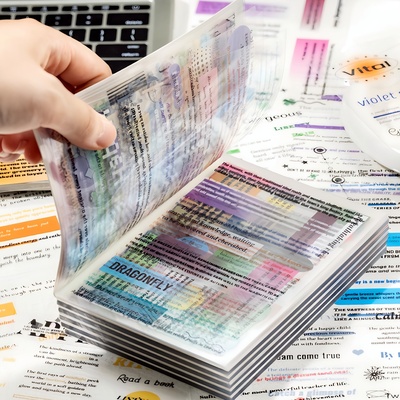 语闲文字PET透明英文手帐贴纸书切膜文字装饰贴画diy手账贴纸本