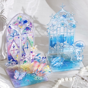 流光幻境diy多插立牌亚克力吧唧徽章展示架谷美谷子装饰桌面摆件