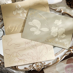 繁花赞歌烫金信封复古高级质感加厚浪漫手写告白情书请帖送封口贴