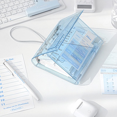 Planwith三折清透笔记本本子2026手账A7日程本手帐本活页本计划本