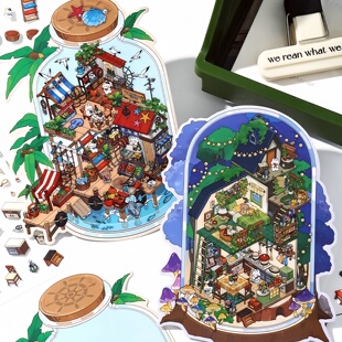 infeelme今日营业中第九弹造景贴纸大号9.0微缩场景贴画立体小屋