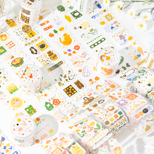 小羊牧场合成纸闪砂模切手帐胶带可爱卡通童话风手账日记装饰贴纸