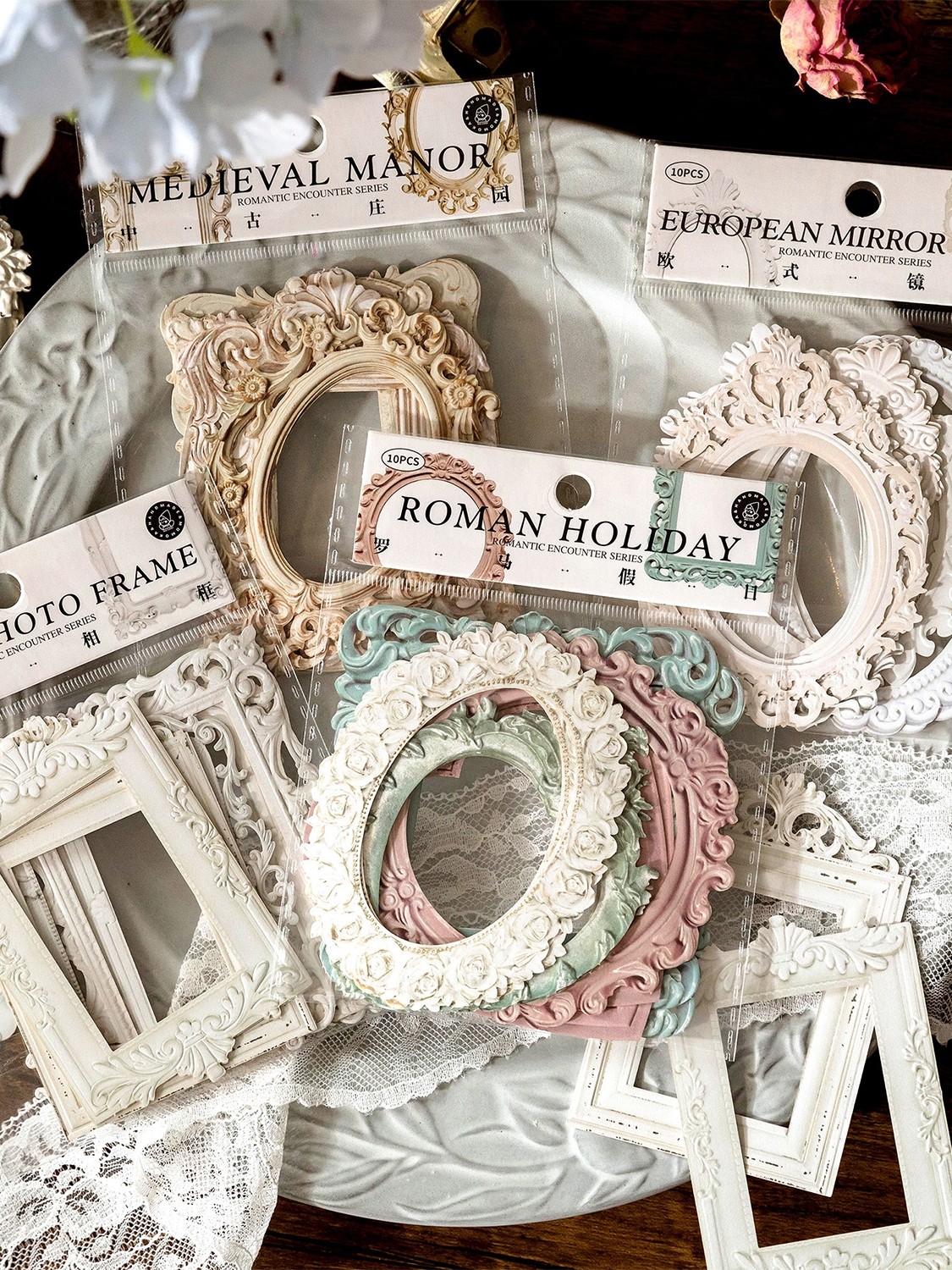 로맨틱 만남 중공 구호 복고풍 프레임 사진 프레임 특수 모양의 콜라주 카드 유럽식 손 계정 장식 콜라주 손 계정 자료
