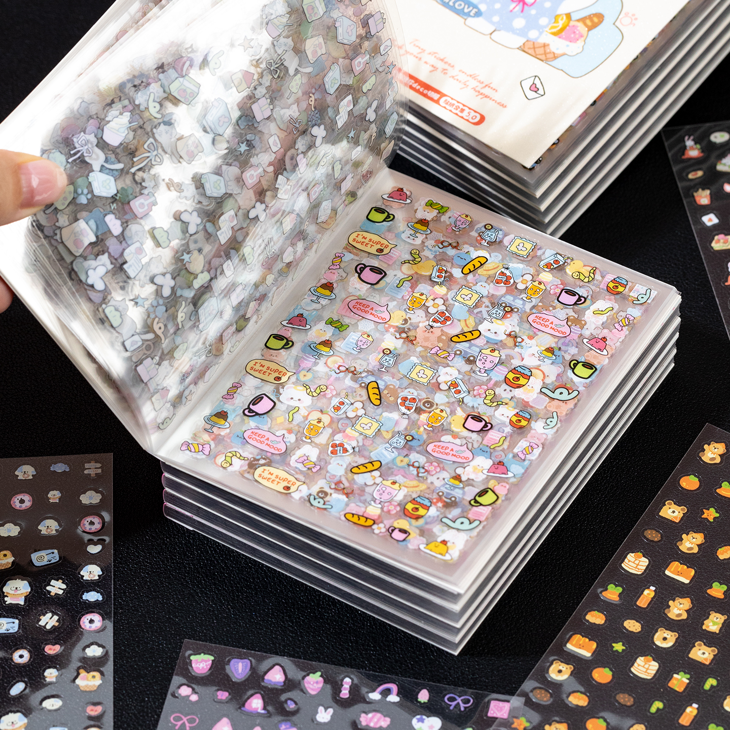 迷你deco贴纸本可爱美甲小鼻嘎pet贴纸手帐素材diy指甲装饰小图案