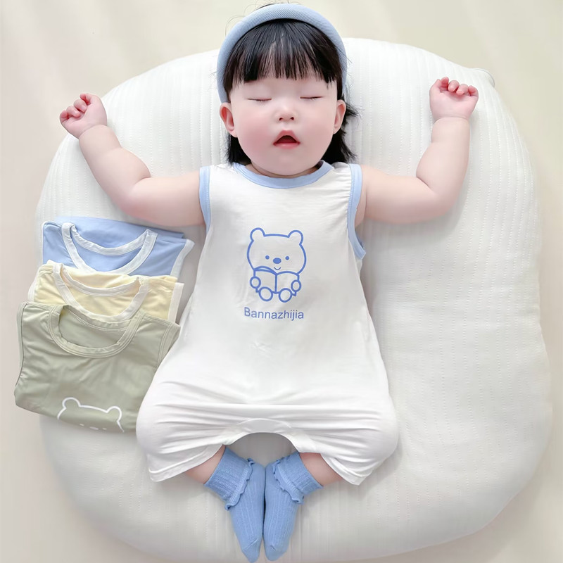 班纳之家婴儿无袖连体衣莫代尔夏